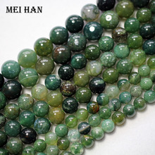 Meihan-Cuentas redondas sueltas de musgo verde natural, para fabricación de joyas, diseño o regalo, 6-12mm, envío gratis 2024 - compra barato