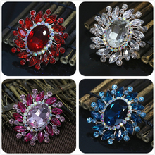 elegant rose gold-color oval brooches colorful rhinestone crystal fashion women wedding bouquet jewelry 55*61mm T 2024 - buy cheap