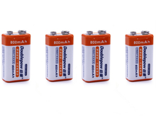 Batería recargable de iones de litio de 9V, 800mAh, se puede usar para detector de humo, alarma antirrobo, detector de metal, 4 unidades por lote 2024 - compra barato