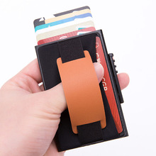 NEW Aluminum Wallet With Elasticity Back Pouch ID Credit Card Holder RFID Mini Slim Wallet Automatic Pop up Credit Card Case 2024 - buy cheap