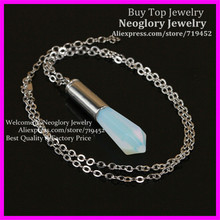 10PCS Silver Plated Nature Opal Moonstone Stone Point Pendant Gems Druzy Quartz Pendant Bullet Pendant Pendulum Necklace 2024 - buy cheap