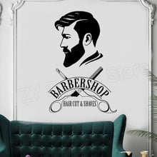 Barbershop Logo Wall Decal Mural Barber Shop Sign Sticker Window Decor Decals Barber's Logo Murals Hair Salon Wallpapers D006 2024 - buy cheap