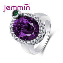 Trendy Fine Quality Big Purple CZ Stone Hot Sale Princess Ring 925 Sterling Silver Ring Big Crystal Ring for Women 2024 - buy cheap
