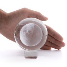 3D Cristal de Luna Bola de estatuilla de Feng Shui Oficina de tormenta bolas de vidrio casa adornos moderna estatua artesanía 2024 - compra barato