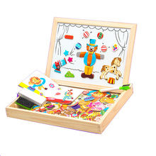 Animal Wooden Toys Magnetic Easel Board Jigsaw 3D Puzzle Toy Box With Board For Children Draw Educational Learning Toy Kids Gift 2024 - buy cheap