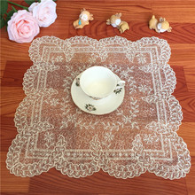 40cm Luxury Tulle Golden Cord Embroidery Table Square Cloth Round Tablecloth Coffee Tea Home Kitchen Decorative Cover Towel 2024 - buy cheap