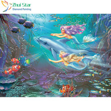 Zhui Star full Square drill Diamond painting Cross stitch Mermaid and dolphins Diamond embroidery Mosaic decoration 2024 - buy cheap