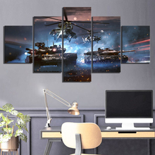 5 Piece HD Picture Battlefield 5 Video Game Poster Wall Sticker Aircraft and Tanks Military Poster Canvas Paintings Wall Art 2024 - buy cheap