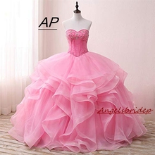 Angsbridep vestido de alta qualidade 16 quinceanera, 2021, encantador, borla, vestido de 15 anos, festa, debutante, personalizado 2024 - compre barato