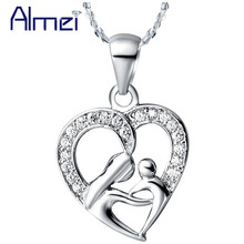 Almei40% off Necklaces Heart Love Silver CZ Zircon Collares Mujer Suspension Bijouterie Chain Gothic Retro Fashion Jewelry N595 2024 - buy cheap