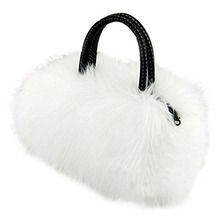 Красивая Симпатичная плюшевая меховая пушистая дамская сумочка для девушек, сумка через плечо, сумка-мессенджер (белая) 2024 - купить недорого
