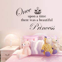 ZOOYOO Once Upon A Time Sentence настенные наклейки для комнаты для девочек, съемные настенные наклейки с короной, домашний декор принцессы, украшение для комнаты для девочек 2024 - купить недорого