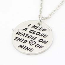 2016 new arrive Johnny Cash Necklace "I keep a close watch on this heart of mine" necklace Handstamped Jewelry 2024 - buy cheap