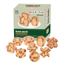 MINI Ancient kids educational learning wooden toys 3D IQ brainteaser adult burr puzzle lock and unlocking games 2024 - buy cheap
