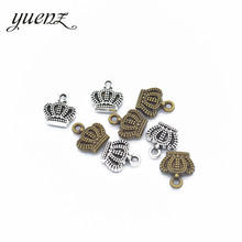Yucozinhar 20 pingentes coroa antigos liga de zinco cor prata, descobertas joias para colar gargantilha pulseira 13*11mm n210 2024 - compre barato