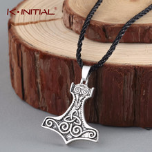 Kinitial Men's Vintage Viking Thor's Hammer Pendant Jewelry Necklace Irish Celtics Knot Pendant Amulet Symbol Luck Necklace Gift 2024 - buy cheap