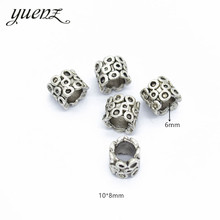 YuenZ-Cuentas redondas para fabricación de joyas, abalorios espaciadores de agujero grande, color plateado antiguo, 10 piezas, 10x8mm, R33 2024 - compra barato
