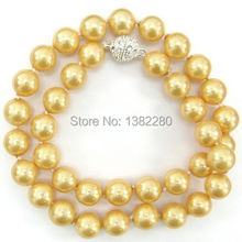 Collar con diseño de perla de concha del Mar del Sur, joyería de moda JT5861, de 10mm, dorado, 18" 2024 - compra barato