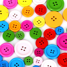 20-100Pcs/lot Four Holes 15/20/25/30mm Random Mixed Color Round Wood Flatback DIY Wooden Buttons Sewing Craft Scrapbooking 2024 - buy cheap