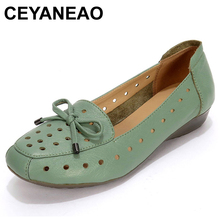 Ceyaneao2018 sandálias femininas de verão, macio, confortável, couro genuíno, plano, respirável, sapatos femininos, moda mãe sândalo se1225 2024 - compre barato
