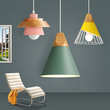 Luminária pendente de madeira, moderna, luz nórdica, suspensão colorida, iluminação para café, restaurante, quarto, cozinha 2024 - compre barato