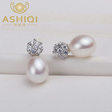 ASHIQI 925 sterling silver drop Earrings Natural Freshwater Pearl Earrings Fine jewelry for Women gift 2024 - buy cheap