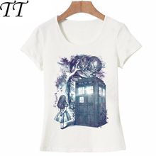 New Harajuku Who is in wonderland print Women T-Shirt The Cheshire Cat design female T Shirt summer casual Tops cute Girl Tees 2024 - buy cheap