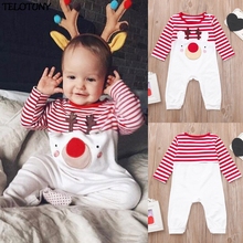 TELOTUNY 2018 Мода для малышей для маленьких мальчиков Штаны для девочек с рождественским изображением оленя комбинезон в полоску Детские комбинезоны ZY30 2024 - купить недорого