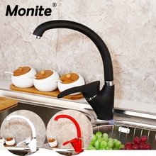Monite Red 360 Swivel Degree Rotation Kitchen Faucet 1 Handle White Kitchen Basin Sink Mixer Tap Black Painting Water Mixer Taps 2024 - buy cheap