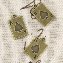 12 Uds Charms picas de póker un ajuste de hacer colgantes antiguo de 20x12mm, color plateado bronce tibetano Vintage, joyería artesanal DIY 2024 - compra barato