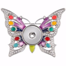 2019 fashion Colorful Butterfly Crystal Brooches DIY 18MM Ginger Snap Buttons Charm Pin Brooch Party Wedding Jewelry ACC 2024 - buy cheap