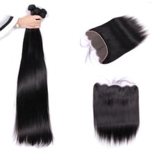 30 32 34 36 38 40 Inch Long Hair Bundles With 13x4 Closure Brazilian Hair Weave 3/4 Bundles With Frontal Remy Hair UEENLY 2024 - buy cheap