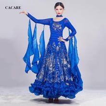 Ballroom Waltz Dresses Dance Competition Dresses Ballroom Dress Standard Customized Size 8 Choices D0456 Long Sleeve Big Hem 2024 - buy cheap