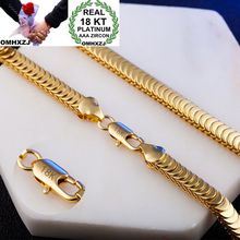 OMHXZJ Wholesale Personality Fashion Man Party Wedding Gift Gold Snake Chain 18KT Gold Bracelet+Necklace Jewelry Set SE43 2024 - buy cheap