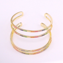 4PCS, Charm Colorful Zirconia Crystal Elegant Gold Filled Lady Girl Rainbow CZ Micro Pave Jewelry Bangles 2024 - buy cheap