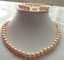 Free shipping charm Jew.657  Noble 8mm Orange South Sea Shell Pearl Necklace Bracelet 18'' 7.5'' Set 2024 - buy cheap
