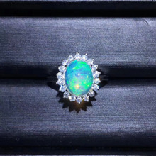 Natural 8*10 Multicolor opal Ring S925 Silver Natural gemstone Ring Fashion Elegant Diana round Women's party gift Rings Jewelry 2024 - buy cheap