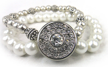Free shipping new arrive white CZ stone metal snap button metal Bracelets alloy ball bead white pearl beads double row Bracelet 2024 - buy cheap