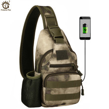 Mochila de peito com carregamento usb, militar, camuflagem, bolsa de ombro tático exército, sacola de esportes de acampamento 2024 - compre barato