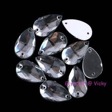 Teardrop Shape Acrylic Sew On Rhinestones Flat Back Sewing On Diamond Beads With Two Holes Sew-On Crystals 11x18mm / 11x21mm 2024 - buy cheap