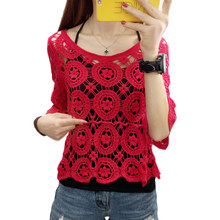 Женская кружевная блузка, элегантная винтажная блузка в Корейском стиле из 2 предметов, кружевные топы с цветочным узором, 2018 2024 - купить недорого