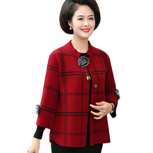 Women Sweater Knit Cardigan Coat Spring Autumn Jacket New Fashion Plaid Clothes Middle-aged Women Tops Short Sweater Coat AA745 2024 - buy cheap