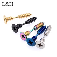 2018 Punk Style Personality Screw Stud Earrings Stainless Steel Body Piercing Ear Stud for Men Women 5 Colors boucle d'oreille 2024 - buy cheap