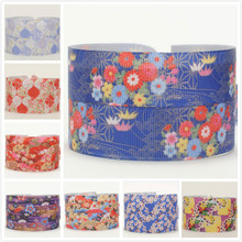 7/8 "22mm  new arrivals Fancy Japanese flowers ribbon  Printed grosgrain  ribbon  tape,DIY ployester ribbon 2024 - buy cheap