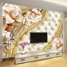 beibehang Custom wallpaper 3d luxury gold jewelry flower soft bag jewelry TV background wall papers home decor papel de parede 2024 - buy cheap