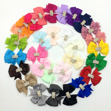 120pcs/lot 3" 30colors Handmade Grosgrain Bows+Rhinestone Buttons Ribbon Boutique Head Bows+Clip For Kids Girls Hair Accessories 2024 - buy cheap