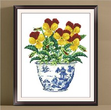 Embroidery Package  Cross Stitch Kits Unopen New Luxurious Porcelain Pansy Vase Flower Free shipping 2024 - buy cheap