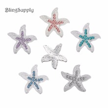 Botón de diamantes de imitación de estrella de mar, 22mm, 50 uds, puede combinar colores (BTN-5399) 2024 - compra barato