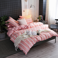 BEST.WENSD 2019 Simple stripes quilt cover set bedding set comfortable Pink single bed set bed clothes dekbedovertrek 1 persoons 2024 - buy cheap