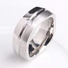 6mm silver colory groove wave crystal 316L Stainless Steel wedding rings for men women wholesale 2024 - buy cheap